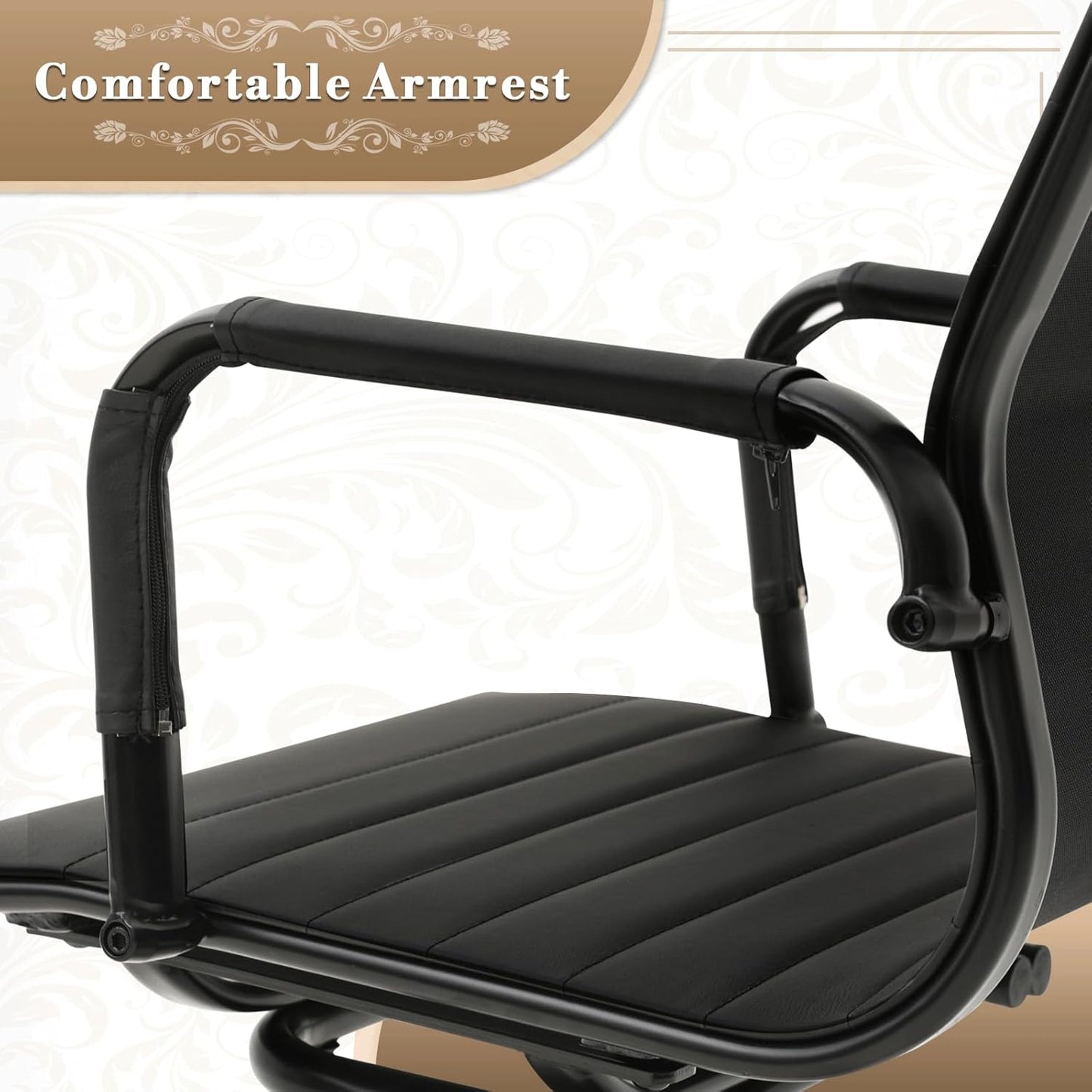 Athena Collection Desk Chairs No Wheels Set of 2, Office Guest Chairs with Sled Base Mesh Back Armrest, Side Reception Armchairs for Reception Conference Waiting Room, Black