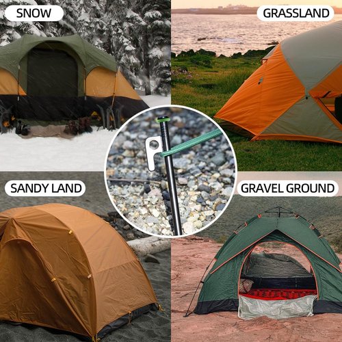 AVOFOREST 12Inch Heavy Duty Tent Stakes,8 PCS Tent Pegs Metal+Fluorescent Silicone Rings+ Storage Bag for Camping