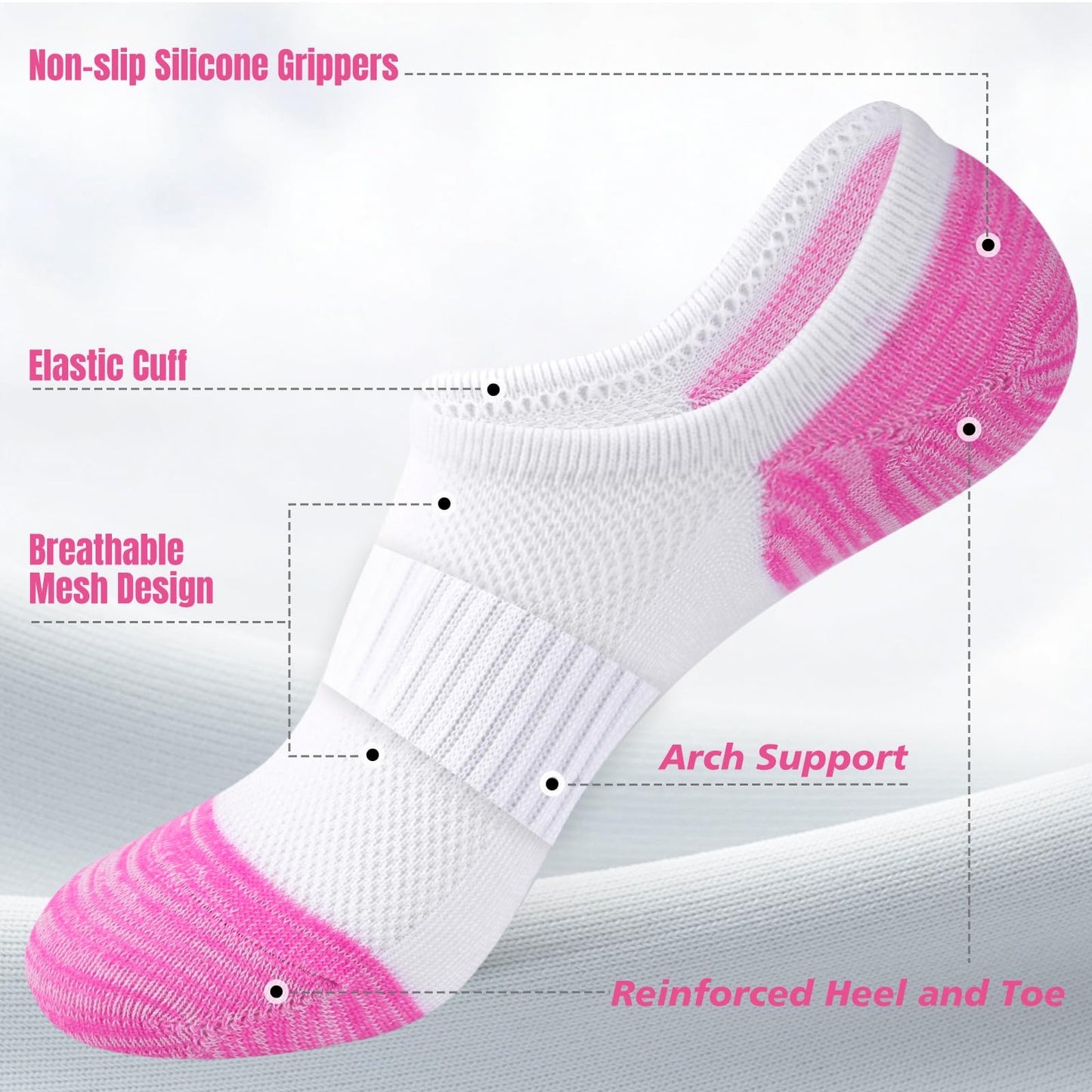 Horuru No Show Socks Womens for Canvas Sneakers,Invisible Athletic Low Cut Ankle Socks for Running Gym 6 Pairs