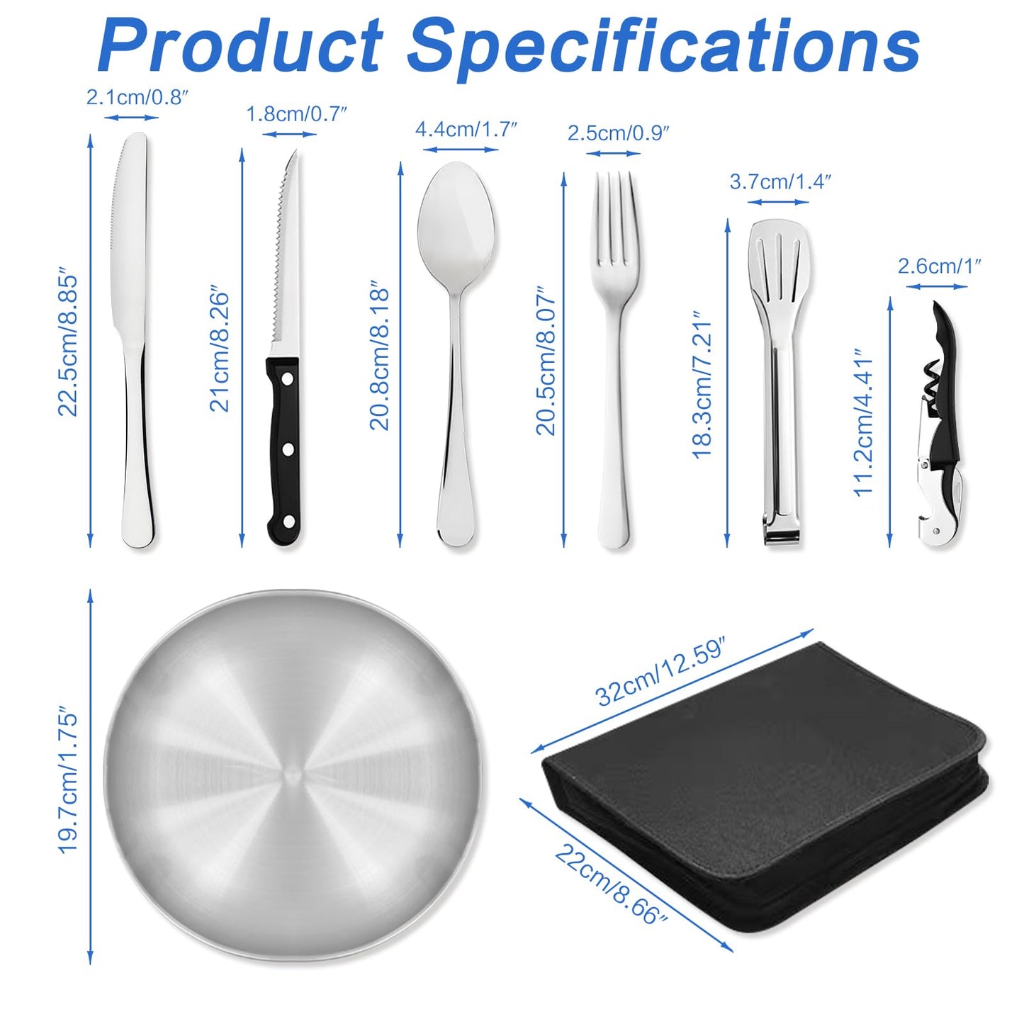 Cynrikah Camping Utensils, Camp Supplies 4 Person 20PCS with Spoons Plates Forks Knives in Camp Organizer, Mess Kit of Camping Utensil Set Car Camp Essentials Dishes for Picnic/Hiking(Black)