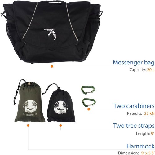 Double Wide Swift Messenger Bag Hammock - Lightweight & Durable Camping Travel Gear