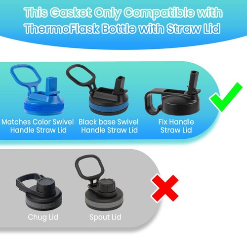 BOSORIO 4 Pack Gaskets Compatible with ThermoFlask 16oz 24oz 32oz 40oz Water Bottle with Straw Lid, Replacement O Ring Rubber Seals Part（Not for Spout Lid and Chug Lid）