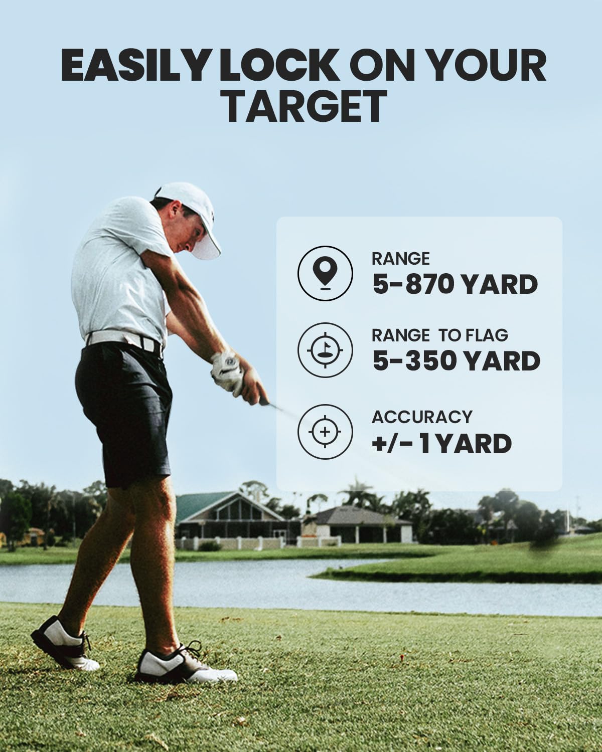 ACEGMET PF2C Golf Rangefinder with Slope, 0.3s Flag Pole Locking Vibration, ±1yd Accuracy, 870 Yards Rechargeable Laser Range Finder Golf with Magnetic, Golf Accessories for Men