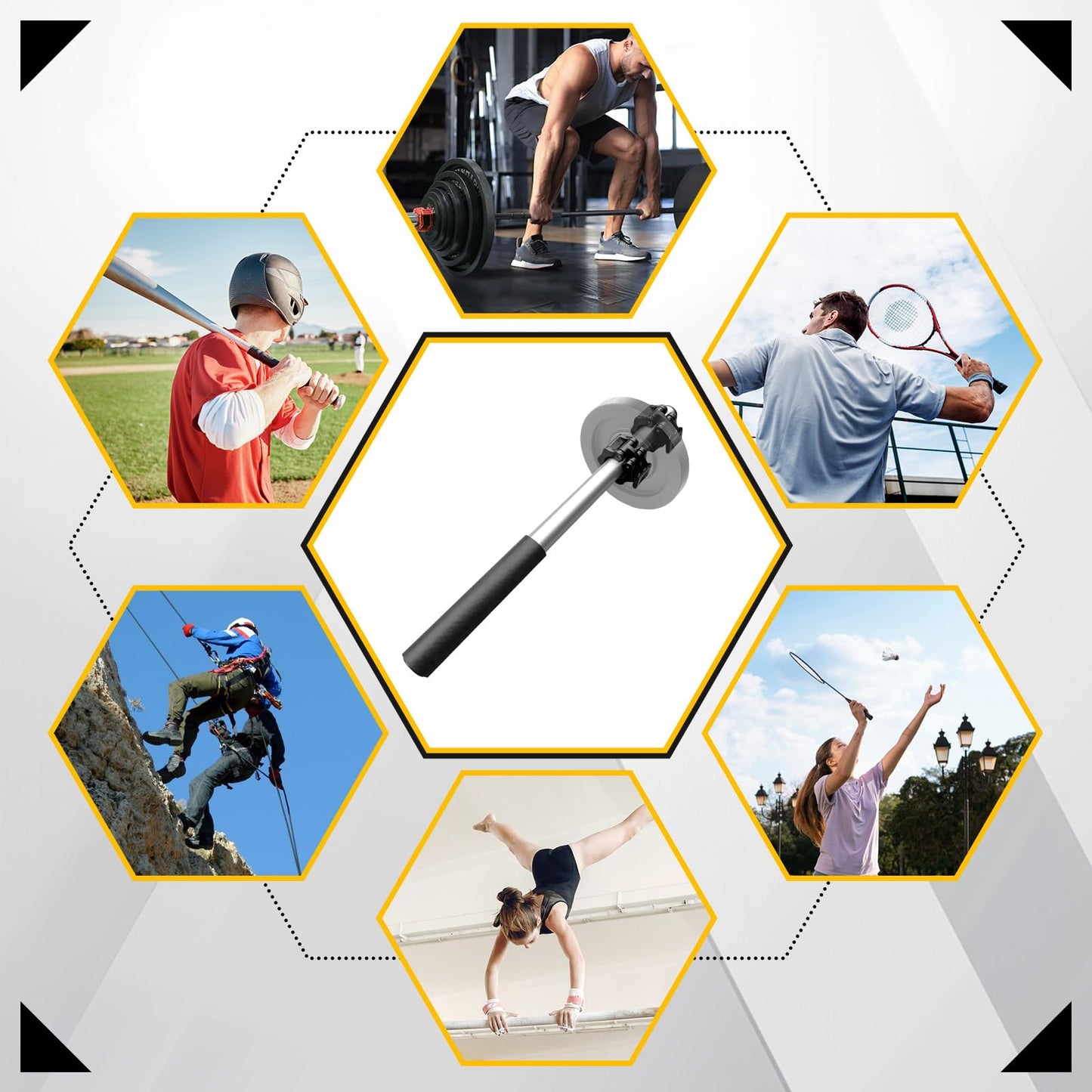 Fancyes Dumbbell Bar Handle with Lock, Adjustable Forearm Wrist Exerciser, Hand Developer Grip Strength Trainer, Fitness Equipment for Lateral Forearm/Wrist Rotation Exerciser/Forearm Trainer