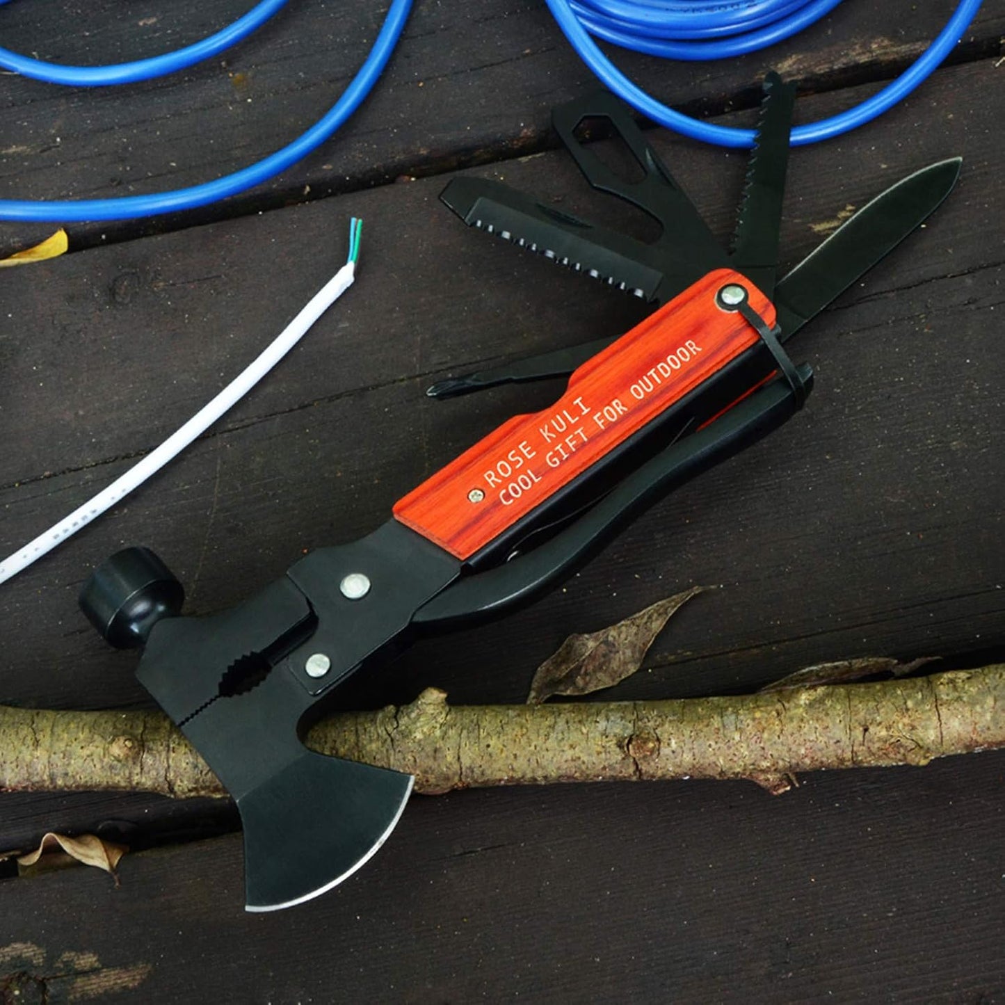 Camping Gear Multitool, Cool & Unique Birthday Gifts for Men Dad Husband Boyfriend, 18-in-1 Survival Gear for Outdoor Hunting Hiking, Emergency Escape Tool with Axe,Hammer,Plier,Knife,Bottle Opener