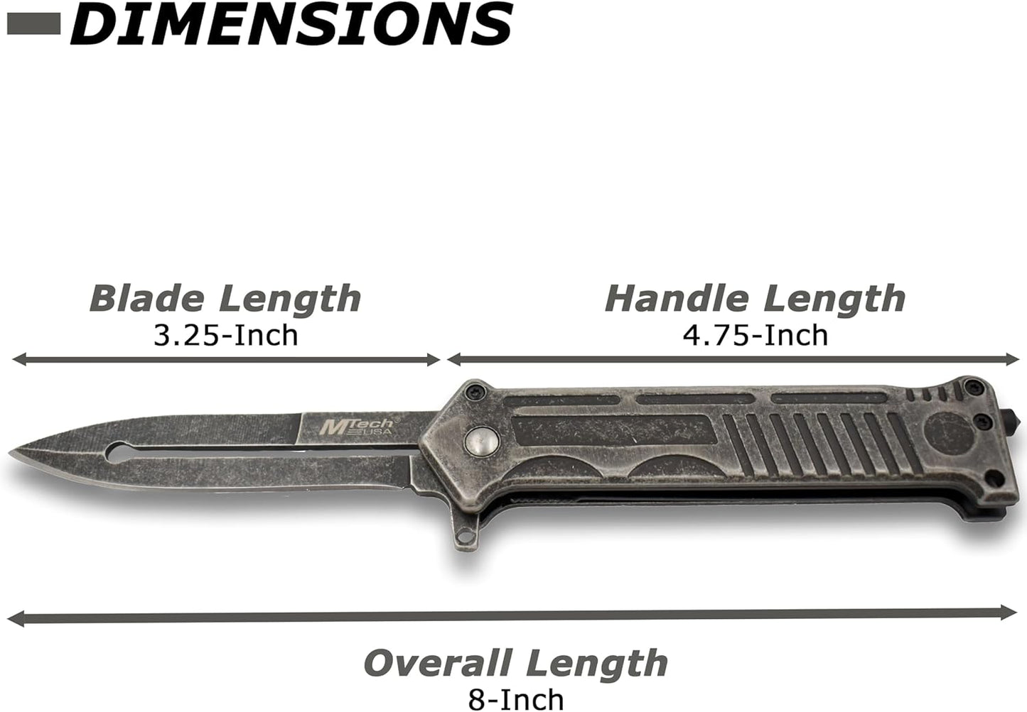 MTECH USA MT-A840P Spring Assisted Joker Knife, 4.75-Inch Closed,Stonewash