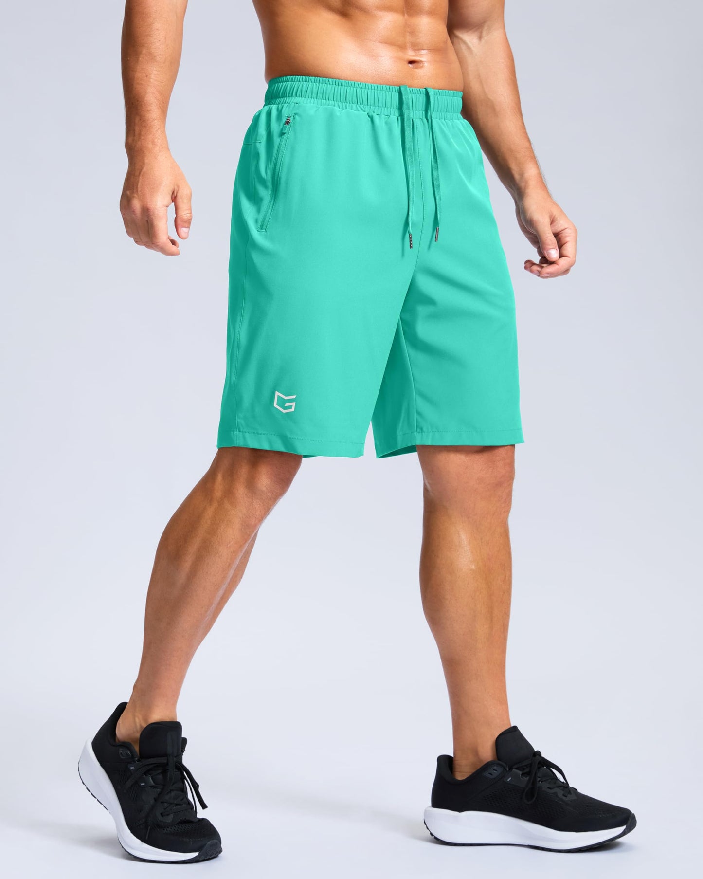 G Gradual Men's Athletic Running Shorts with Zipper Pockets Quick Dry 7"/ 5"/ 9" Workout Gym Shorts for Basketball Hiking(Light Green,9XL)