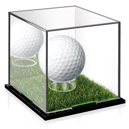 Golf Ball Display Case Small Golf Ball Case Acrylic Case Clear Display Box Square Display Holder Stand for Baseball Golf Ball Enthusiasts Collectibles, 3.9 x 4 x 3.9 Inch