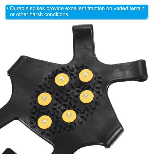 PATIKIL 9.4" Ice Cleats, 4 Pairs Anti-Slip Snow Traction Cleat 10 Steel Studs Crampons Universal Gripper Spikes Claw for Shoes and Boots, Black