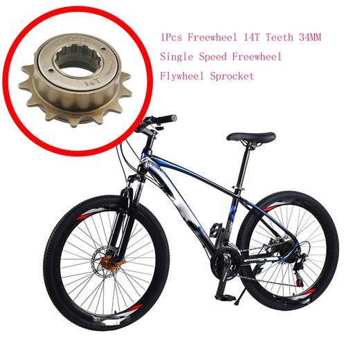 CHENJIN Steel Bike Road Freewheel Bronze 14T Teeth 34MM Single Speed Freewheel Flywheel Sprocket Bike Accessory
