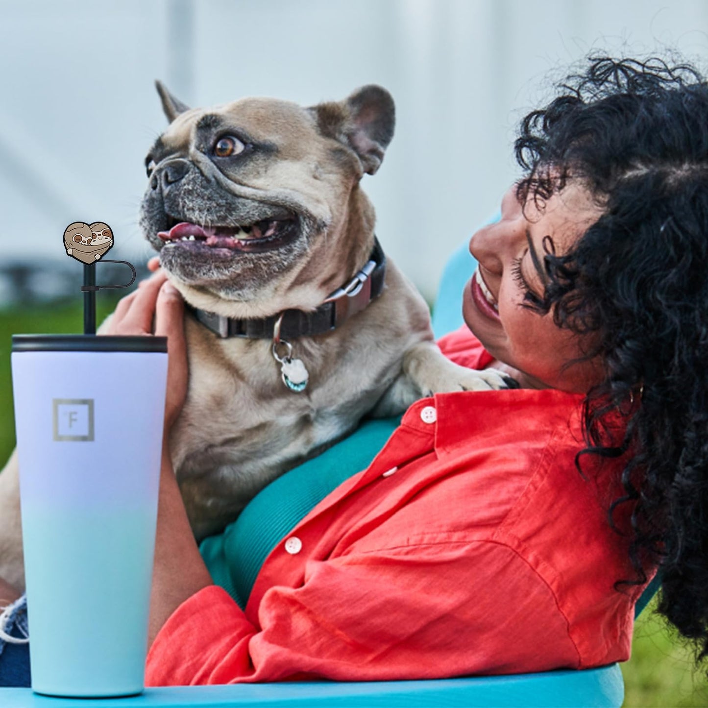 Amreich Sloth Straw Topper for Simple Modern, 6 PCS Silicone Straw Cover Cap for Hydro Flask Tumblers, Animal Silicone Dust-proof Straws Cap Accessories for Home Office Straws Cups