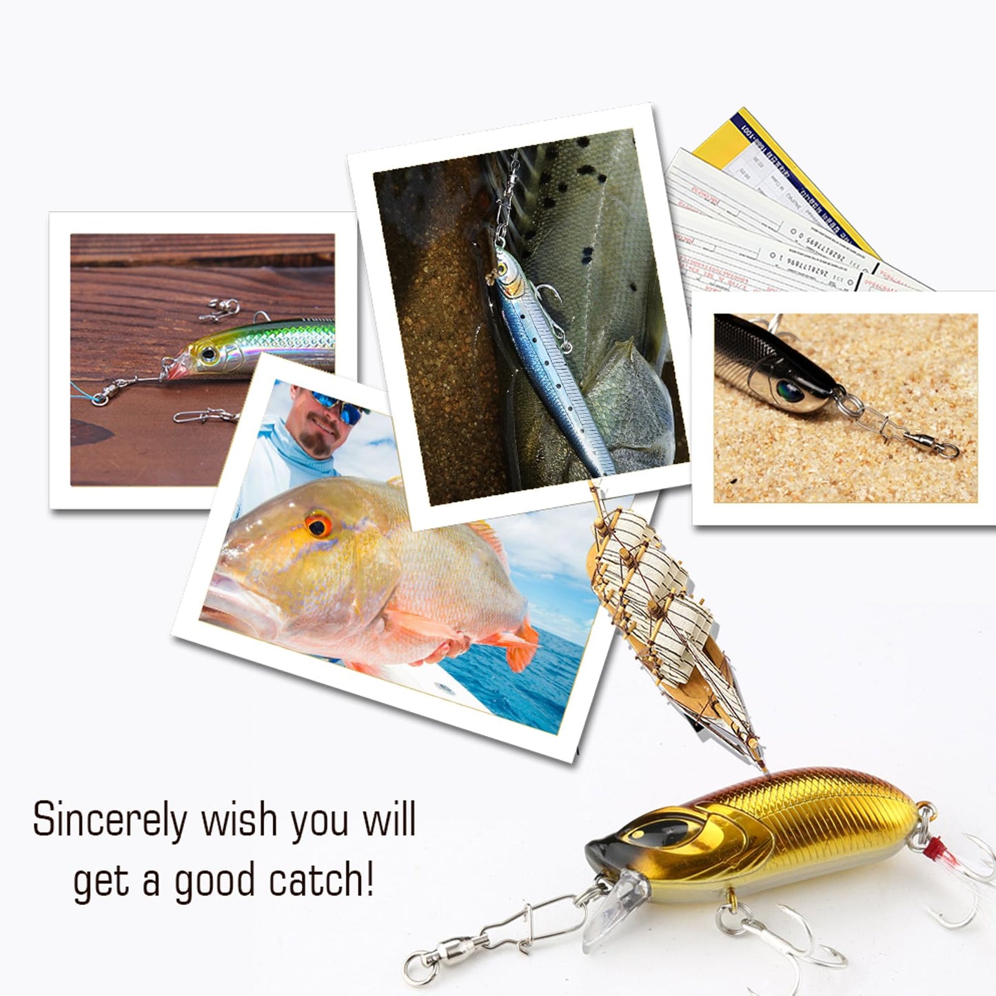 AMYSPORTS Duo Lock Snap Fishing Swivels Stainless Barrel Swivels Fishing Lure Snap Swivels Ball Bearing Swivels Fishing Tackle for Saltwater Fishing Freshwater Fishing 50pcs 27lbs