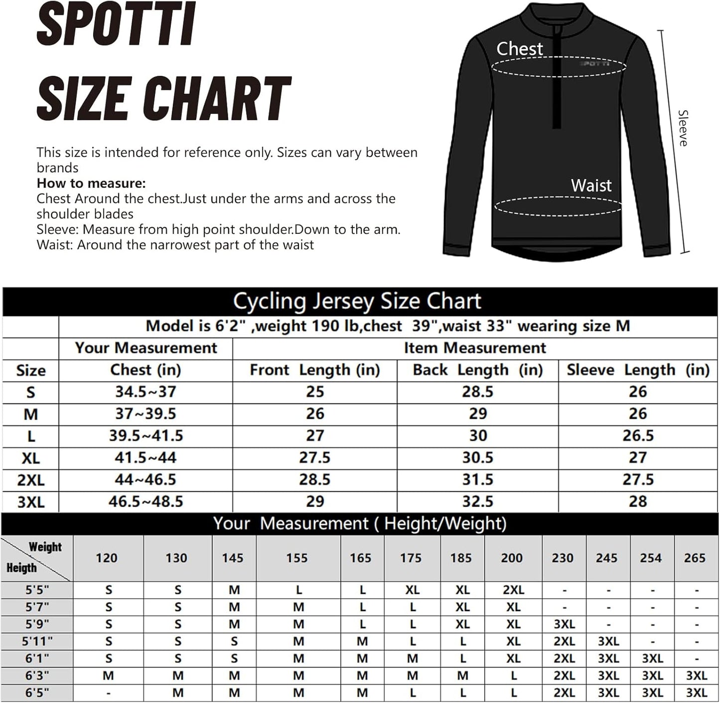 Spotti Men's Cycling Bike Jersey Long Sleeve with 3 Rear Pockets - Moisture Wicking, Breathable, Quick Dry Biking Shirt