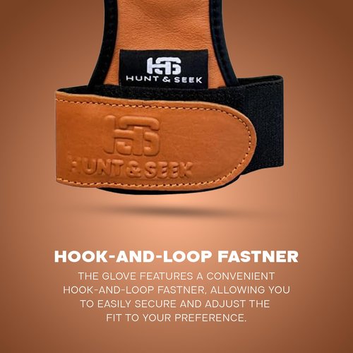 Hunt & Seek Cow Leather Thick Three Finger Archery Shooting Glove for Recurve & Compound Bow – Finger Tab Accessory (Windsor Tan, Medium)