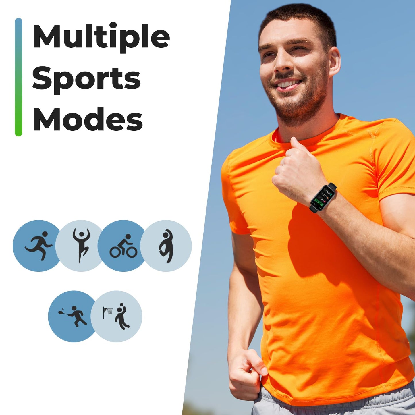 Fitness Tracker Smart Watch, 1.47" Full Touch Health Tracker with 24/7 Heart Rate & Blood Oxygen Monitor, Sleep Tracker, 3ATM Waterproof Step Tracker Activity Tracker for Women Men, Deep Black