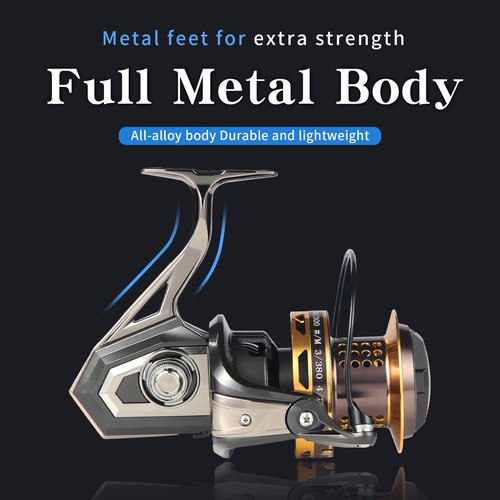 Big Game Surf Spinning Fishing Reel 8000/12000,20KG Drag Power Backlash-Free Bearings,Metal Reel Seat,Zinc Alloy Gear for Saltwater Inshore and Offshore Fishing (HT-surfBG-8000)