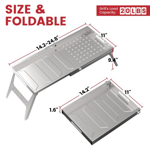 Marudina Foldable Campfire Grill Stainless Steel, 24.8"*11" Food Grade Metal, Non-toxic and Easy to Clean, Folding Camp Fire Grill for BBQ, Picnics, Backpacking, Backyards and Survival