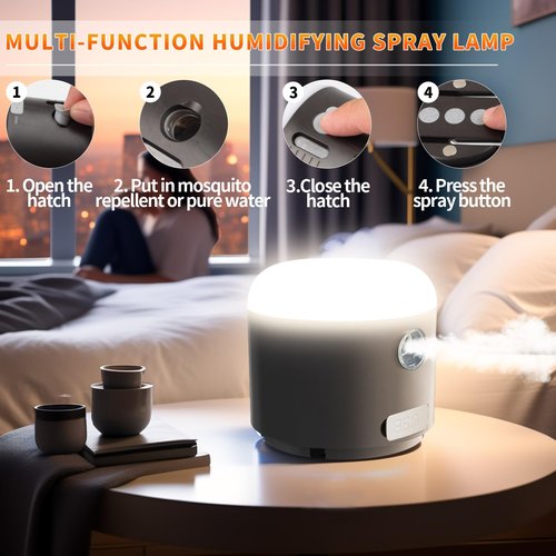 LED Camping Lantern Rechargeable 800LM, 3000m-Ah Up to 80H Running Time Camping Tent Light, with Fan, 4 Light Modes, Misting Feature & Magnetic Base, for Outdoor Camping, Power Outages
