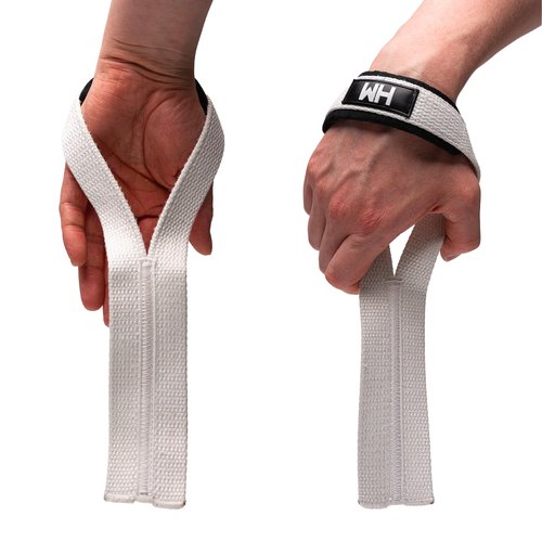Weightlifting House Weight Lifting Straps. Wrist Straps for Olympic Weight Lifting, Snatch, Pulls and Deadlifts for both Men and Women (White)