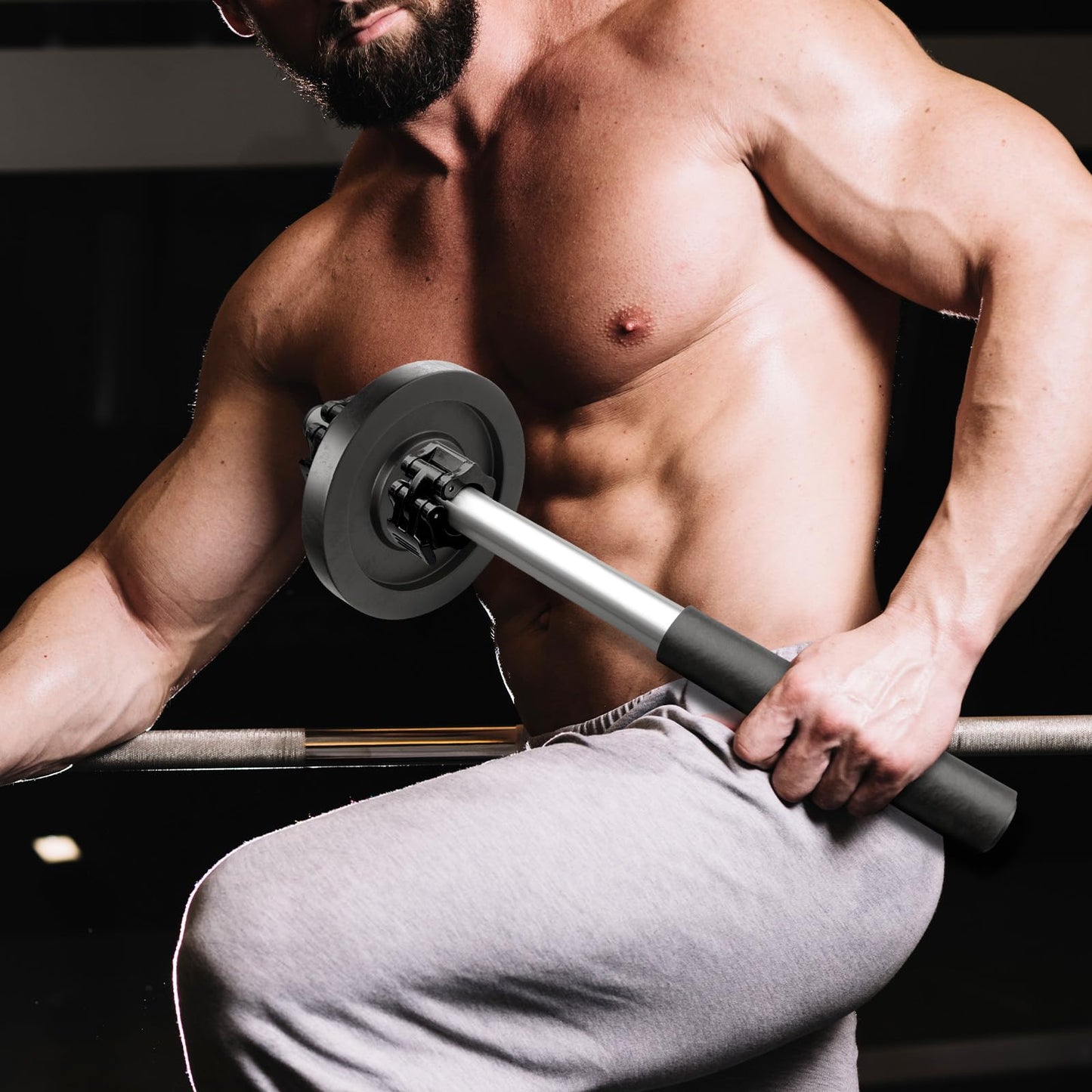 Fancyes Dumbbell Bar Handle with Lock, Adjustable Forearm Wrist Exerciser, Hand Developer Grip Strength Trainer, Fitness Equipment for Lateral Forearm/Wrist Rotation Exerciser/Forearm Trainer