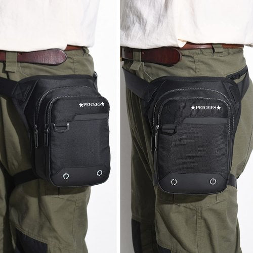 Peicees Drop Leg Bag For Men Thigh Bag With Leg Strap Motorcycle Riding Backpack Women Fanny Pack Hip Pouch For Hiking Cycling Fishing