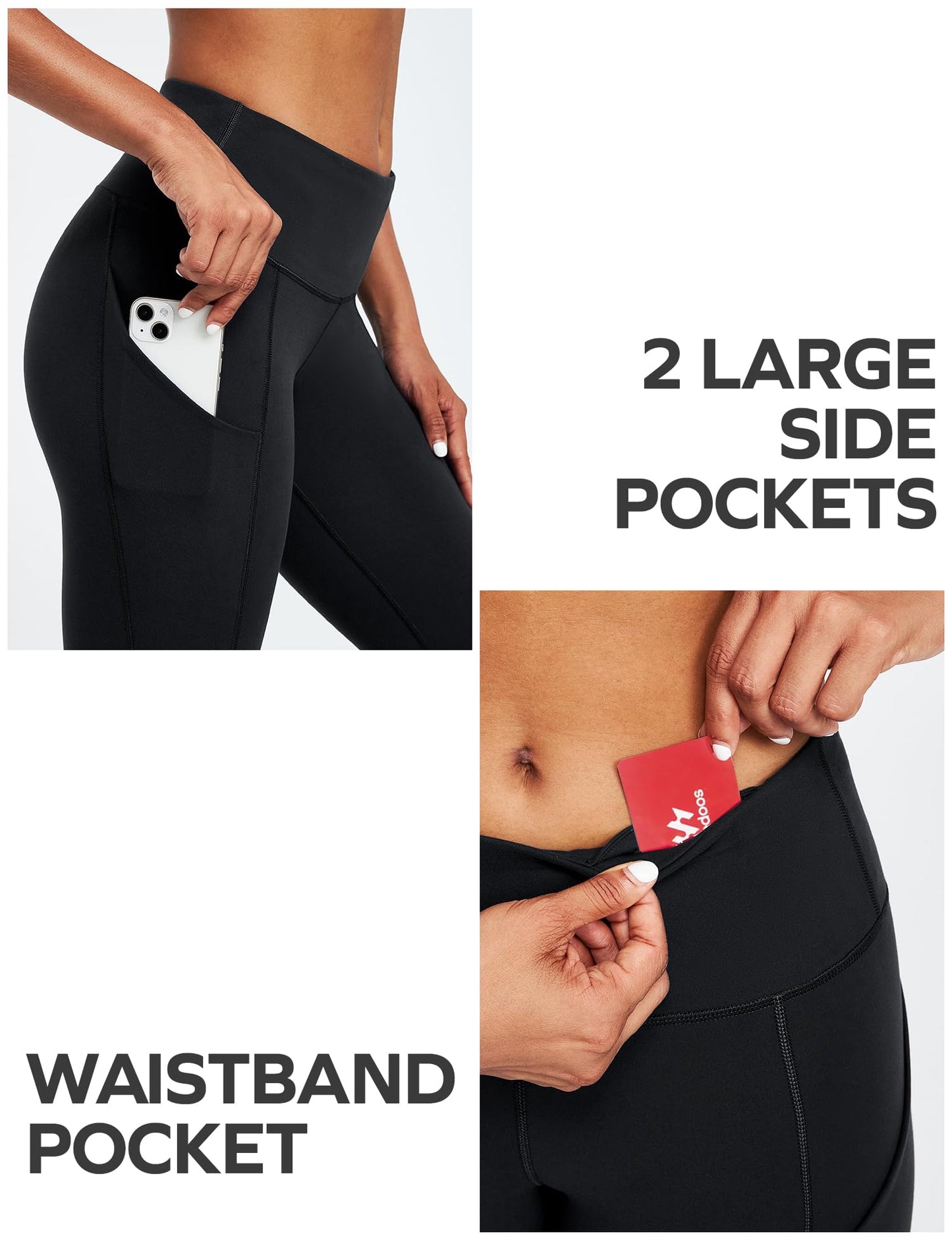 Ewedoos Leggings with Pockets for Women High Waisted Athletic Workout Compression Leggings Tummy Control Yoga Pants Women Black