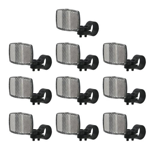 Nicerity 10Pcs Bike Front Reflectors Bike Rear Safety Warnning Reflector for Handlebar and Night Cycling (White)
