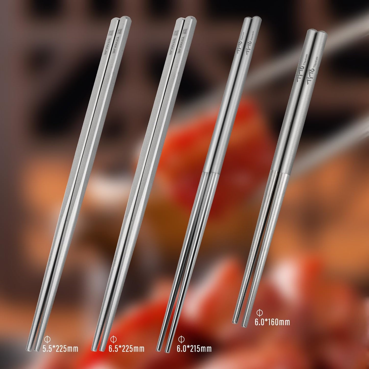 TiTo Solid Titanium Chopsticks for Camping Picnic and Hiking Reusable Lightweight Outdoor Tableware 1 Pairs (6x160mm)