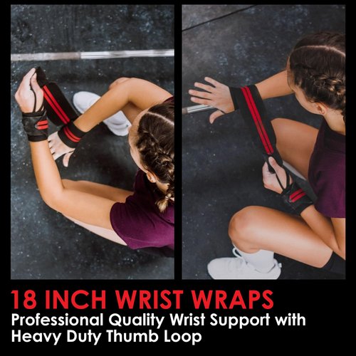 Wrist Wraps , Wrist Wraps for Weightlifting Men , Wrist Brace For Working Out , Gym Wrist Wraps For men & women , Muequeras para gym, 18" Professional Wrist Support With High Duty Thumb Loop-Best Wrap