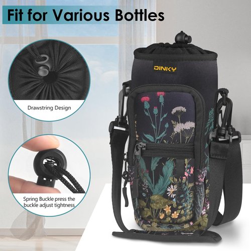 DINKY Water Bottle Carrier Bag, Water Bottle Carrier Holder with Adjustable Shoulder Strap, Sling Neoprene Water Bottle Pouch Sleeve for Hiking, Camping and Fishing, Compatible with 32 oz 40 oz