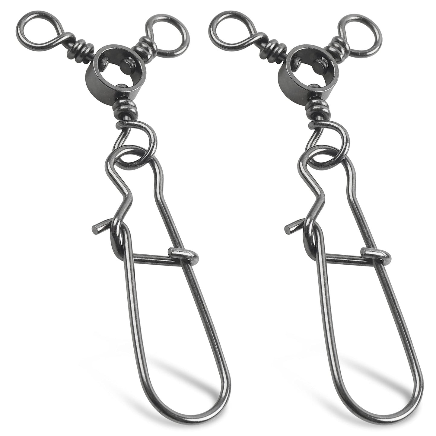AGOOL Fishing 3 Way Swivel Snaps - 30pcs T-Turn Fishing Swivels Triple Swivels Cross Line Duo Lock Snap Swivels Fishing Lure Connectors Fishing Tackle for Trolling Catfish Rig Saltwater Freshwater