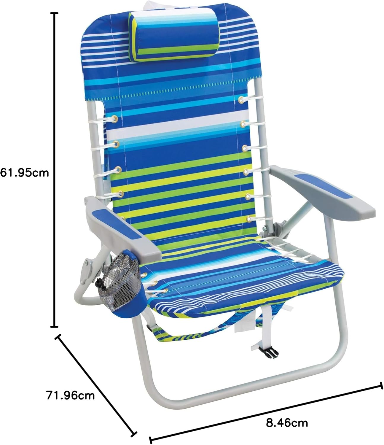 RIO Gear Beach Lace-Up Suspension Folding Beach Chair, Navy , 44.7" x 25.5" x 26.5"