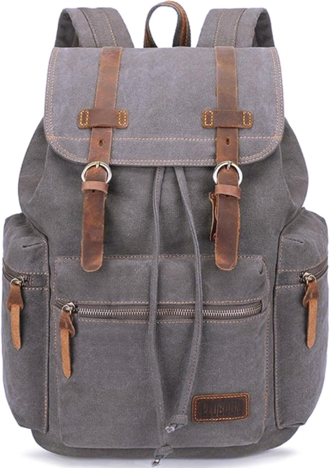 Vintage Leather Trim Backpack for Men & Women | Casual Travel Rucksack for Laptops