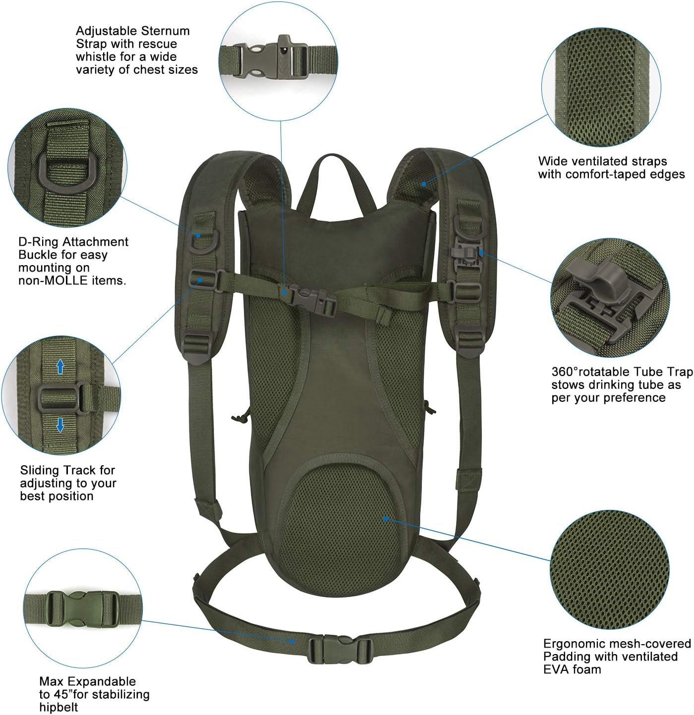 Unigear Tactical Hydration Packs Backpack 1050D with 3L Water Bladder, Thermal Insulation Pack Keeps Liquid Cool up to 4 Hours for Hiking, Cycling, Hunting and Climbing