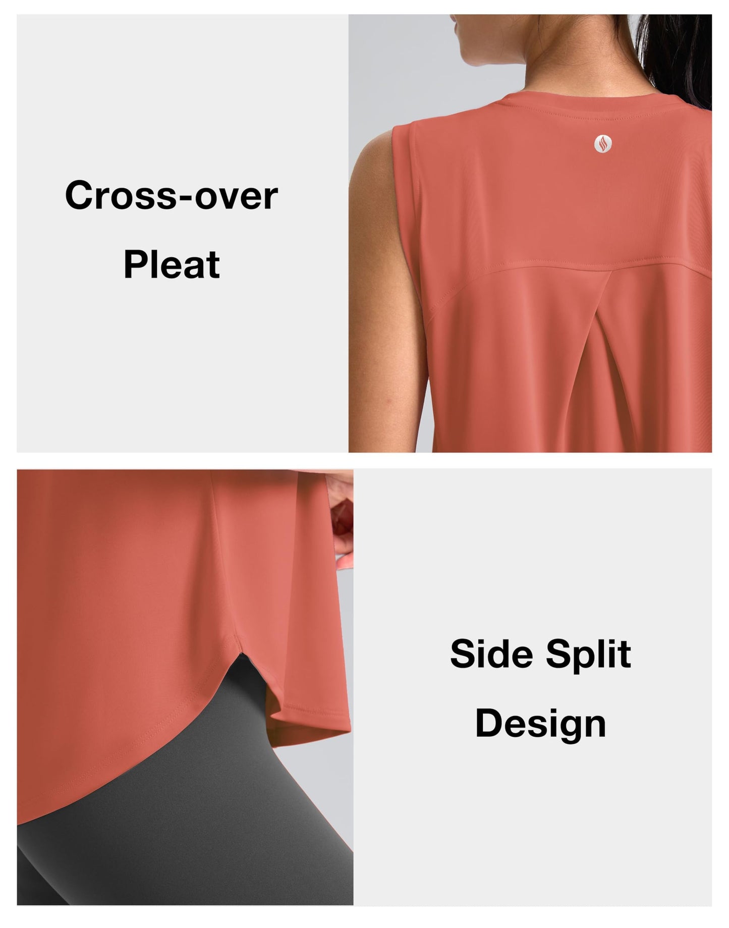SANTINY Women's Sleeveless Workout Tops Breathable Lightweight Active Tennis Yoga Shirts Athletic Running Tank Tops for Women (Coral_XS)