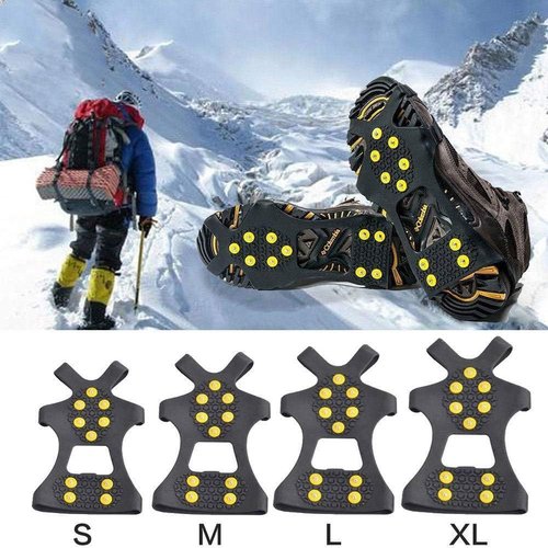 Ice Cleats Snow Grips - Anti-Slip Crampons Traction Cleats Ice & Snow Grippers 10 Steel Studs for Women Men Kids’ Shoes and Boots (Extra 10 Studs)