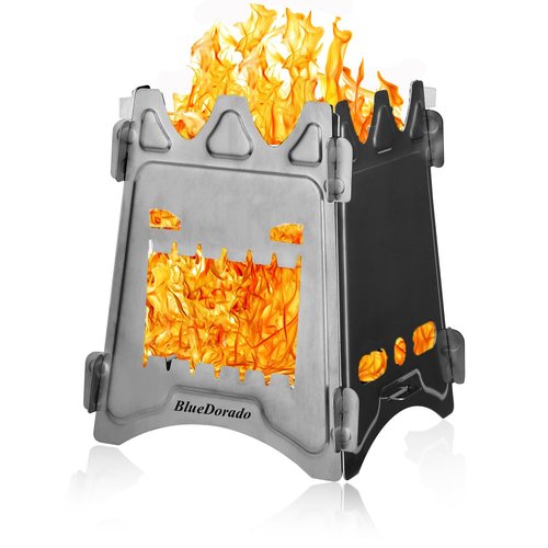 BlueDorado Ultralight Wood Burning Stove Portable Backpacking Stove Titanium Multi-Fuels Outdoor Camping Stove (Titanium)