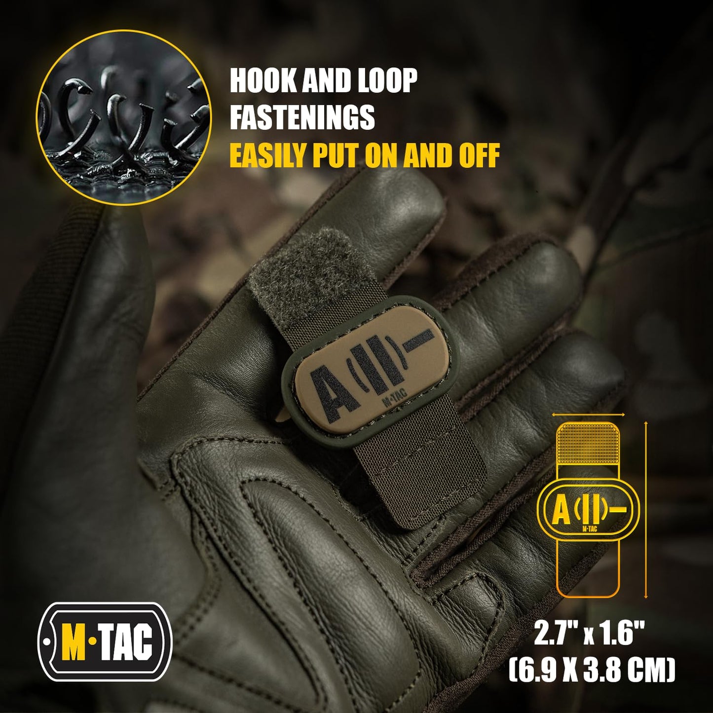 M-Tac Molle Medical Patch Blood Group - Tactical PVC Badge for Med Military Army Gear with Hook and Loop Fastener (A (II) -, Ranger Green)