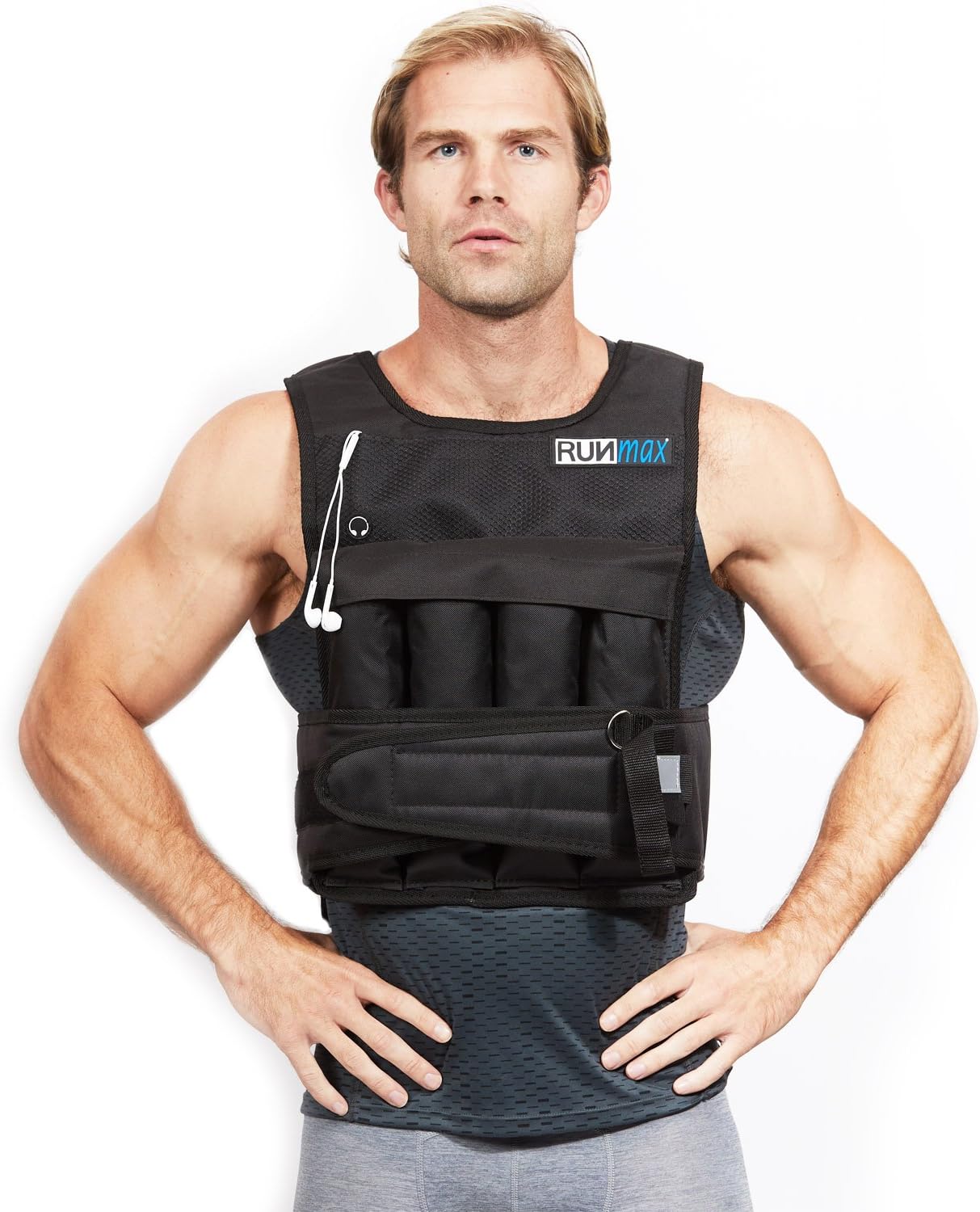 RUNmax Pro Weighted Vest - Adjustable 12-60lbs with Comfortable Shoulder Pads