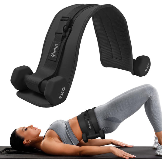 Exercise Hip Thrust Belt - Dumbbell Hip Thrust Belt, Thicken & Widen, Comfortable for Dumbbells, Kettlebells or Plates, Slip Padding, Gym or Home Workouts (black)