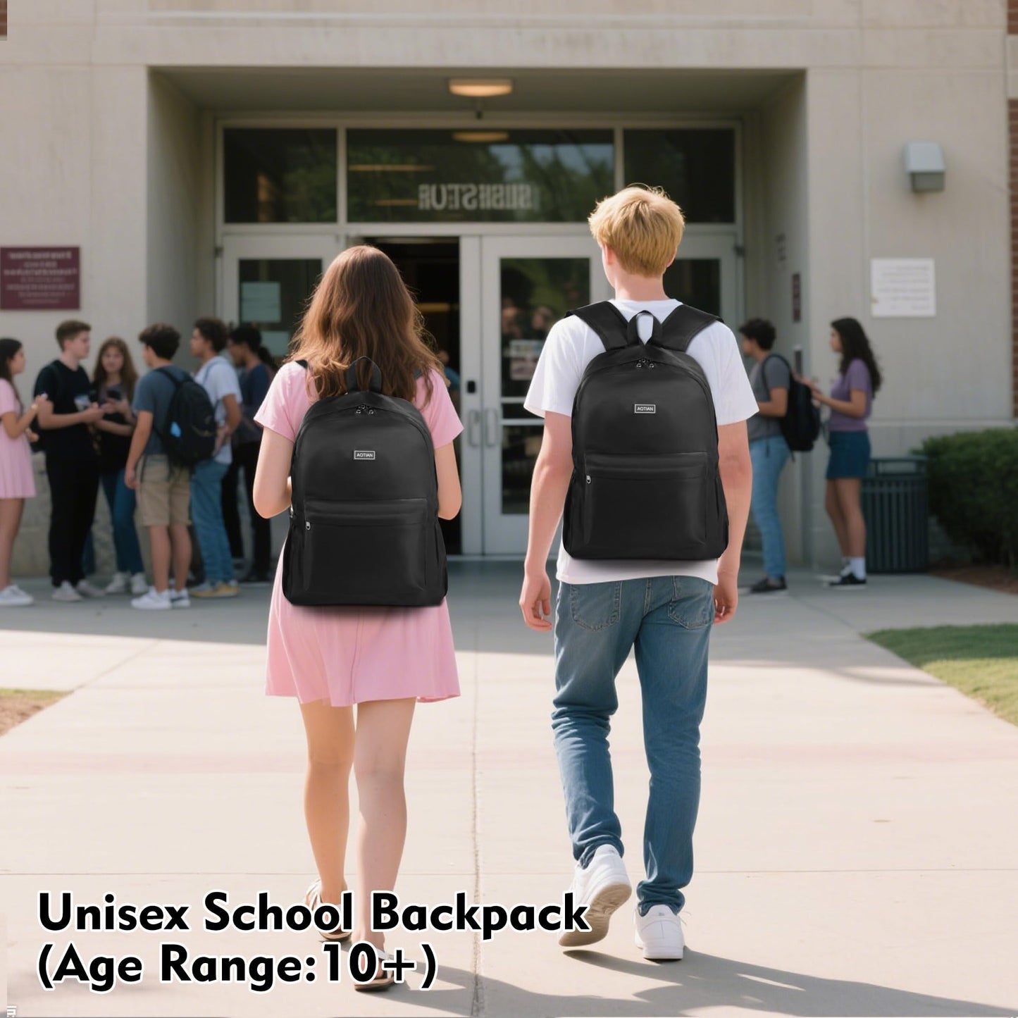 AOTIAN 17-Inch Backpack for Adult, Durable Lightweight Bookbag for Boys & Girls, Daypack for College, Work, Travel & Hiking