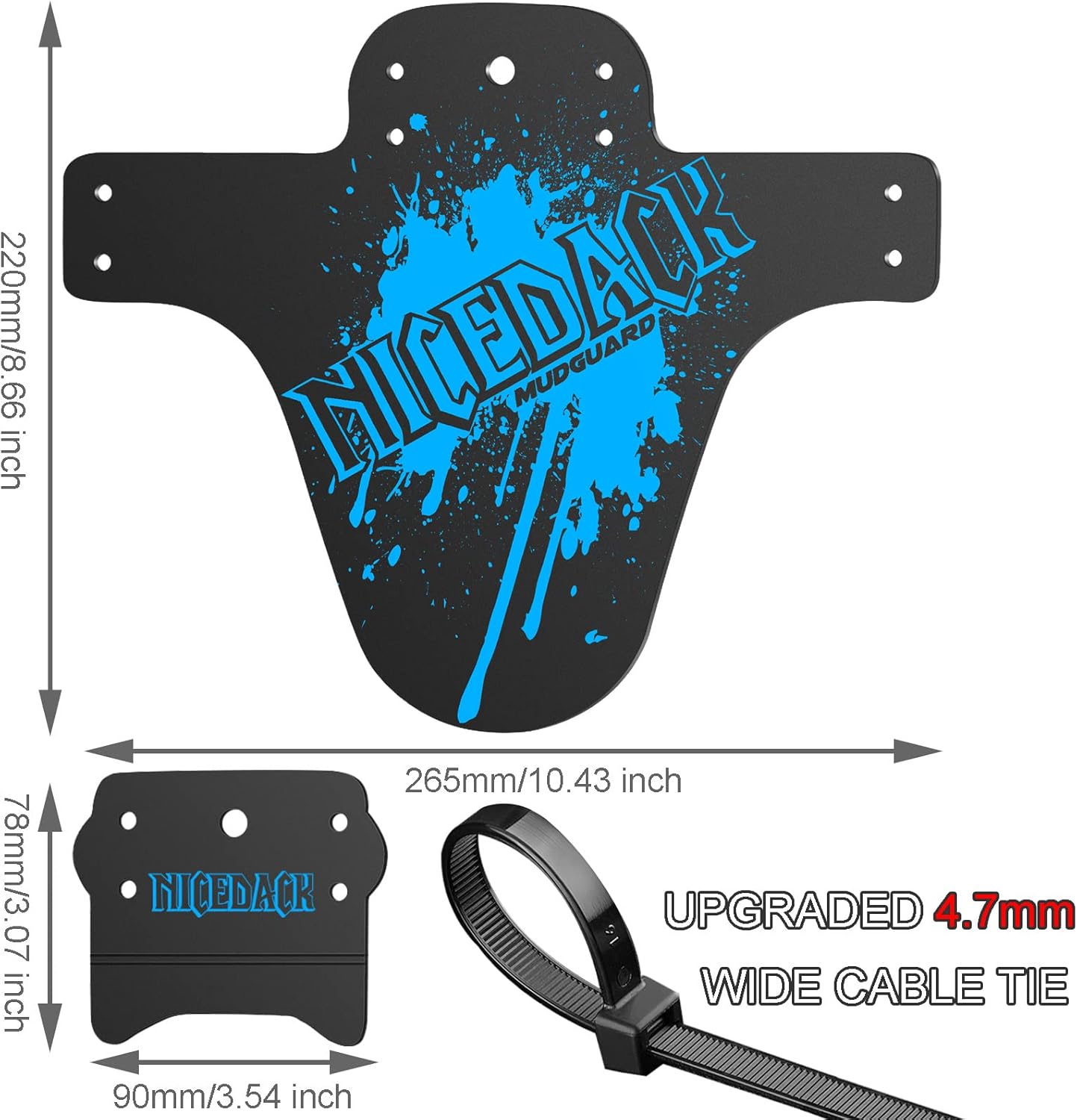 NICEDACK Bike Fender, Adjustable MTB Mud Guard, Front and Rear Compatible Mudguards, Fits 650B 20" 26" 27.5" 29 inch Fat Tire Bikes and All Disc Brake Bicycles