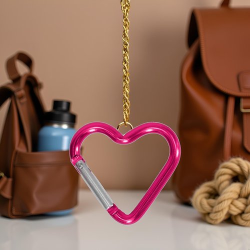 Red Outdoor Carabiner Heart Keychain Clip Aluminum Alloy Rings Climbing Clips Spring Snap Hook Portable Spring Snap Hook Carabiner Accessory and Keychain
