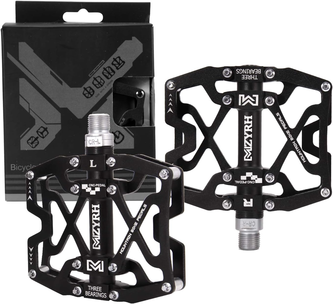 Mountain Bike Pedals, Ultra Strong Colorful CNC Machined 9/16" Cycling Sealed 3 Bearing Pedals