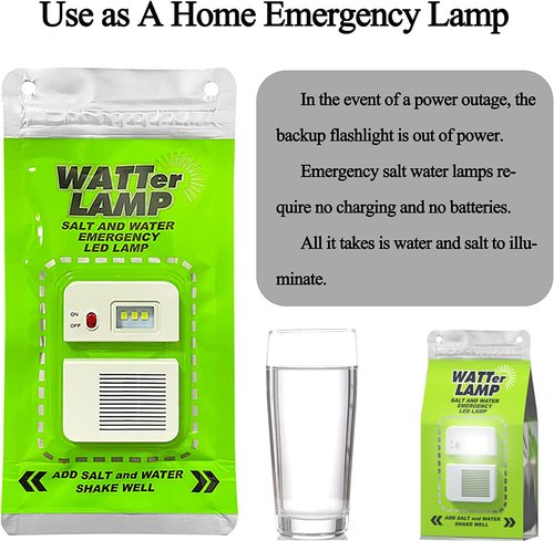 LED Camping Lantern, Portable LED Lanterns Salt Water Powered Emergency Light, Waterproof Camping Essentials Survival Gear for Power Outages, Hiking, Fishing & Hurricane (A Lanyard Included)