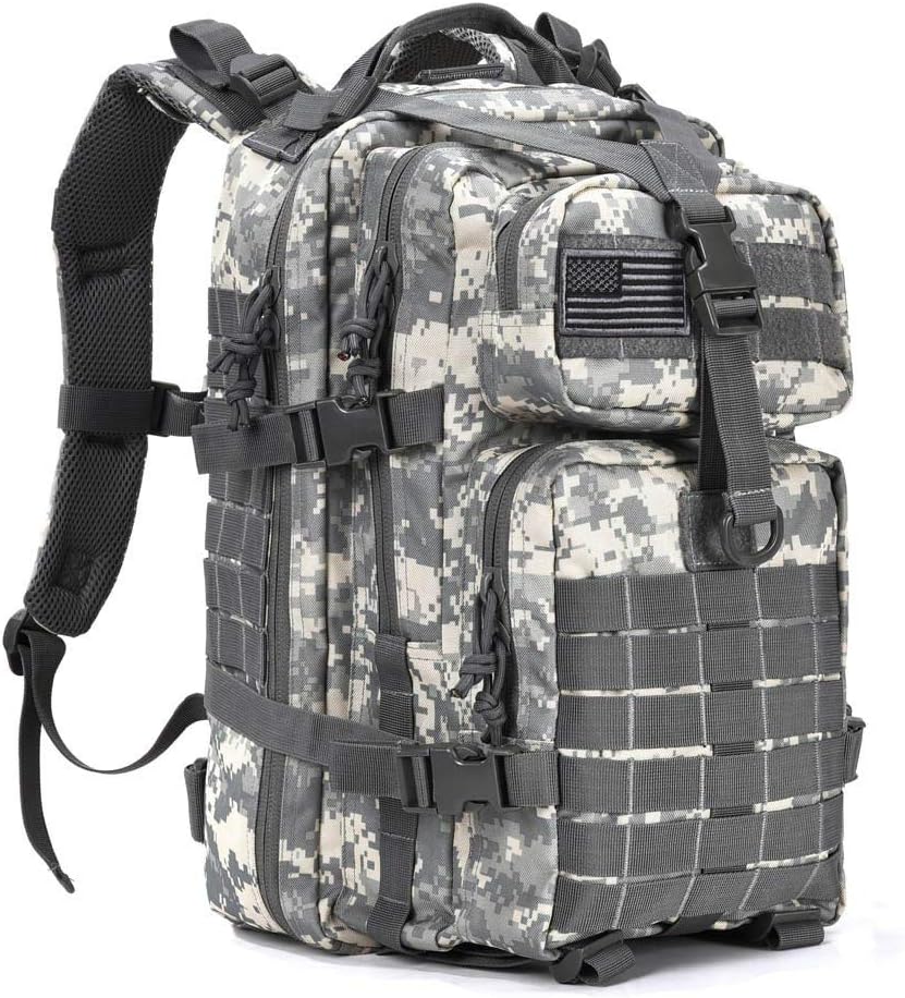 REEBOW GEAR Military Tactical Backpack for Men Large 34L Army 3 Day Assault Pack Molle Bag Backpacks (34L, Black)