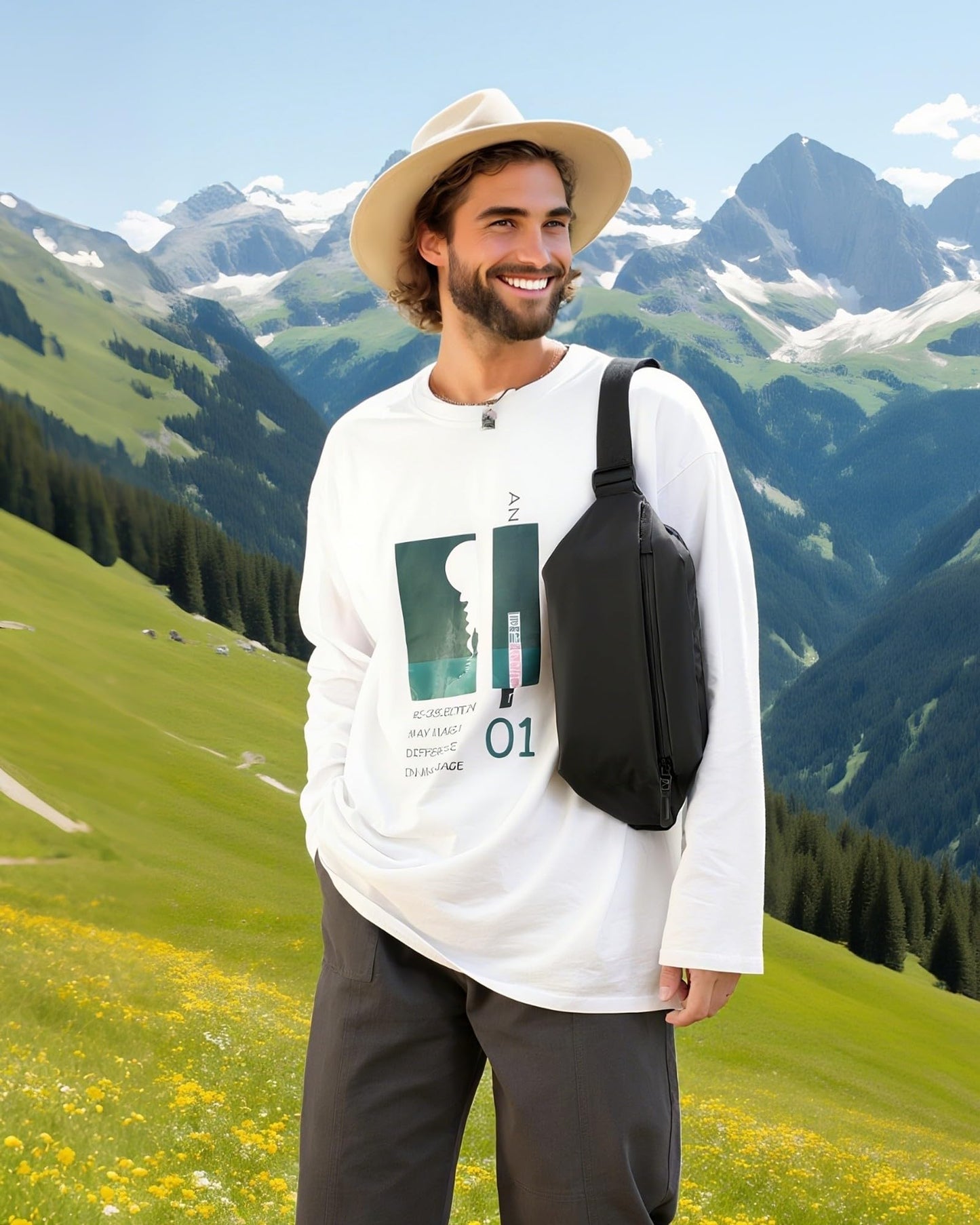 Fanny Pack for Men & Women | Adjustable Waist Bag (28-63 Inch Belt) – Large Waterproof Belt Bag for Hiking, Running, Travel, Gym | Phone Pouch with Zipper Pocket (Black)