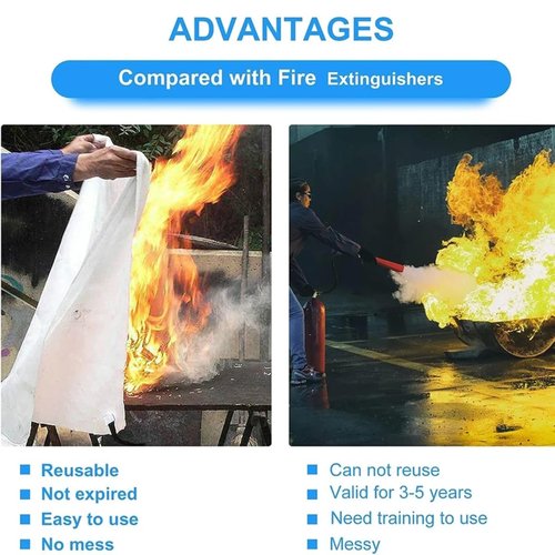 Yowpey 3pcs 39 in X 39 in Emergency Fire Blanket Fiberglass Fire Retardant Blankets Fire Blanket Fire Suppression Blanket for Kitchen for Home School Fireplace Grill Car Office Warehouse