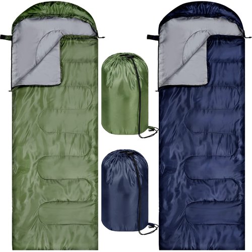 Tudomro 2 Pcs Camping Sleeping Bag for Adults, Lightweight Waterproof Camping Gear to Keep Warm for Spring Summer Fall Outdoor Backpacking Hiking Travel (Blue,Green)