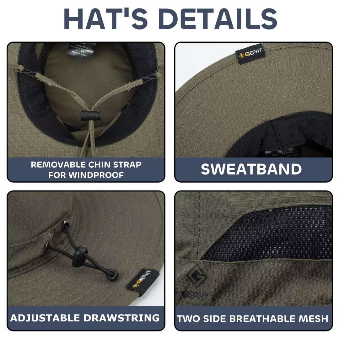 G GIEPHT Fishing Hat for Mens Women Sun Hat Wide Brim Bucket Hat SPF UV Protection XXL XXXL Large Size Big Head Tall Oversized Mesh Breathable Vented Summer Beach Hiking Safari Golf Outdoor Gardening